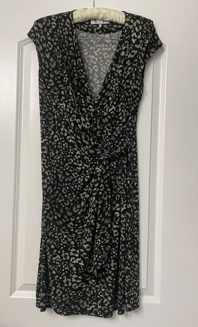 Tommy Bahama Clara Slinky Stretch Faux Wrap Pattern Dress SZ S Vacation Outfit